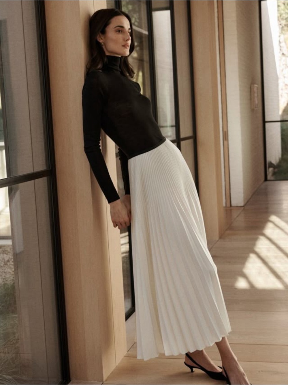 Closet White Pleated Midi Skirt
